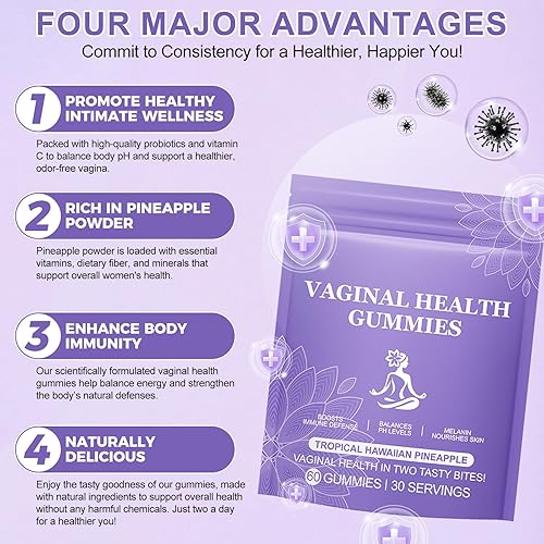 Miniatura 3 de Vital Gomitas probióticas vaginales para mujeres, gomitas femeninas de fuente vital, ayuda a mantener el equilibrio del pH y la salud vaginal, 60