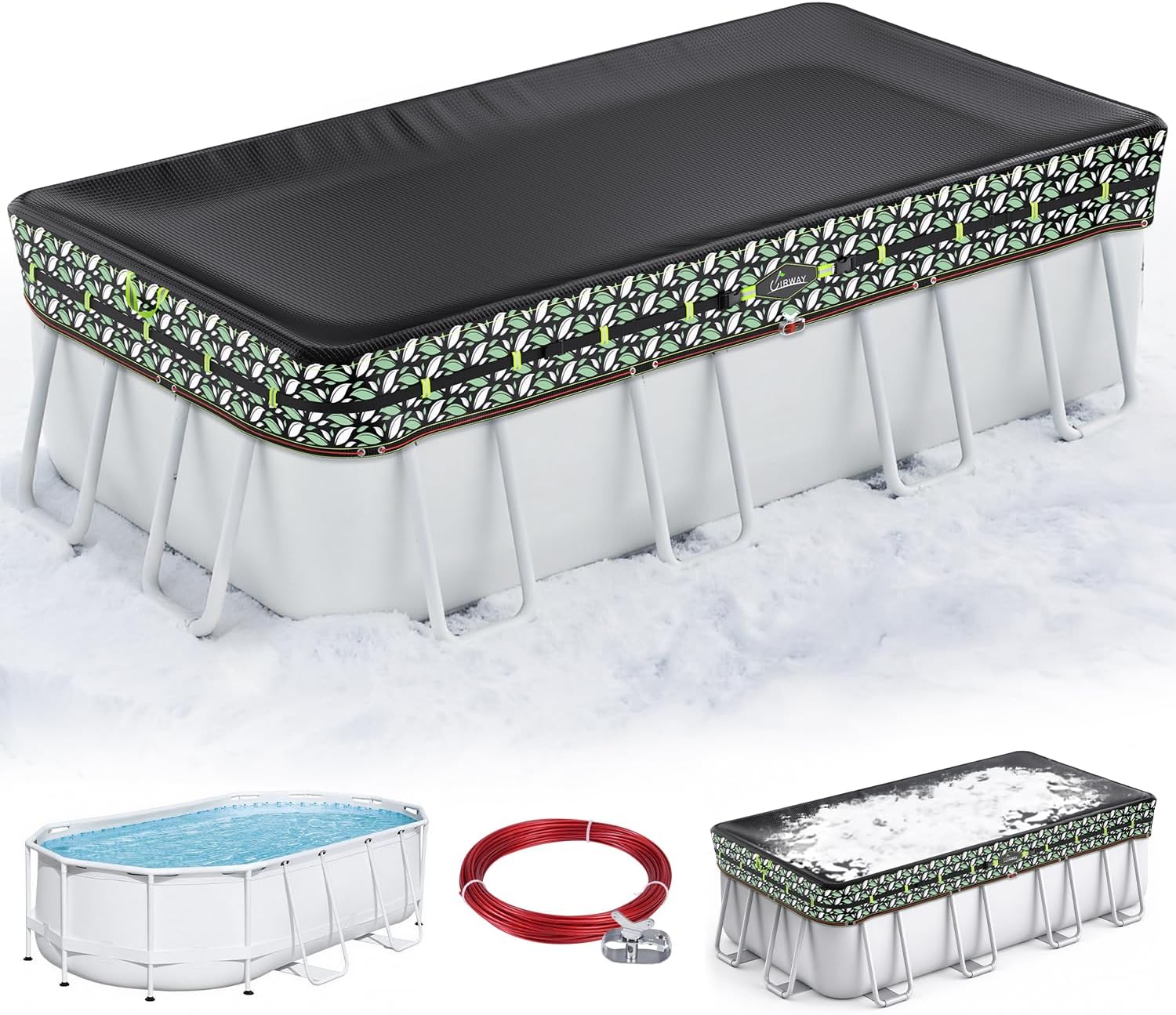 UIRWAY 12x24 ft Winter Pool Cover 185gsm