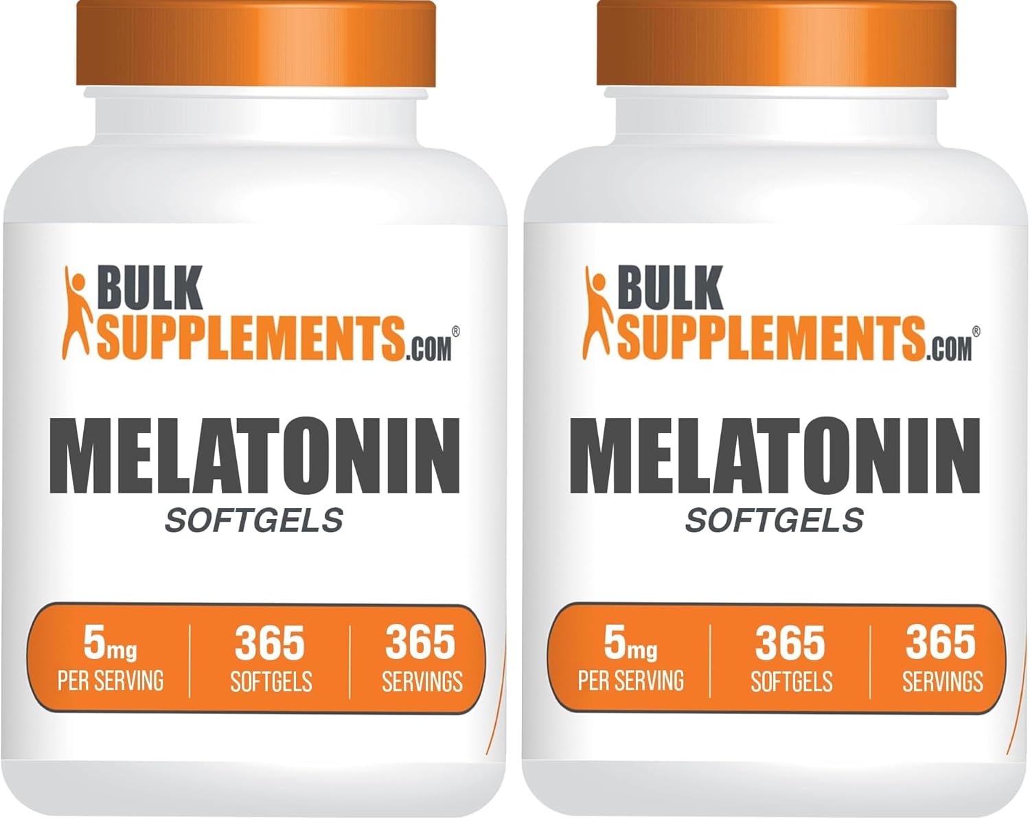 BulkSupplements.com Melatonin 5 mg Softgels - Melatonin for Adults, Sleep Supplement - 5mg Melatonin per Serving, Gluten Free, 1 Softgel per Serving, 365 Count (Pack of 2)