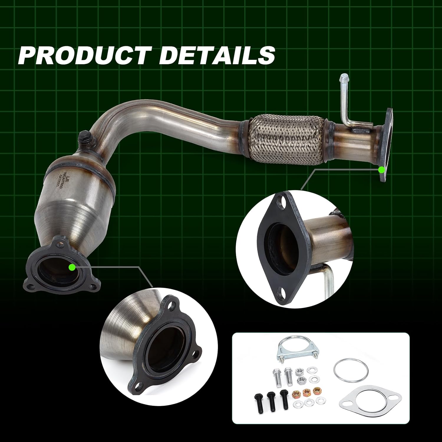 Front Catalytic Converter Kit, Direct-Fit for Chevrolet Equinox 2010-2017, GMC Terrain 2010-2017, Captiva Sport 2012-2015, 2.4L, EPA Compliant