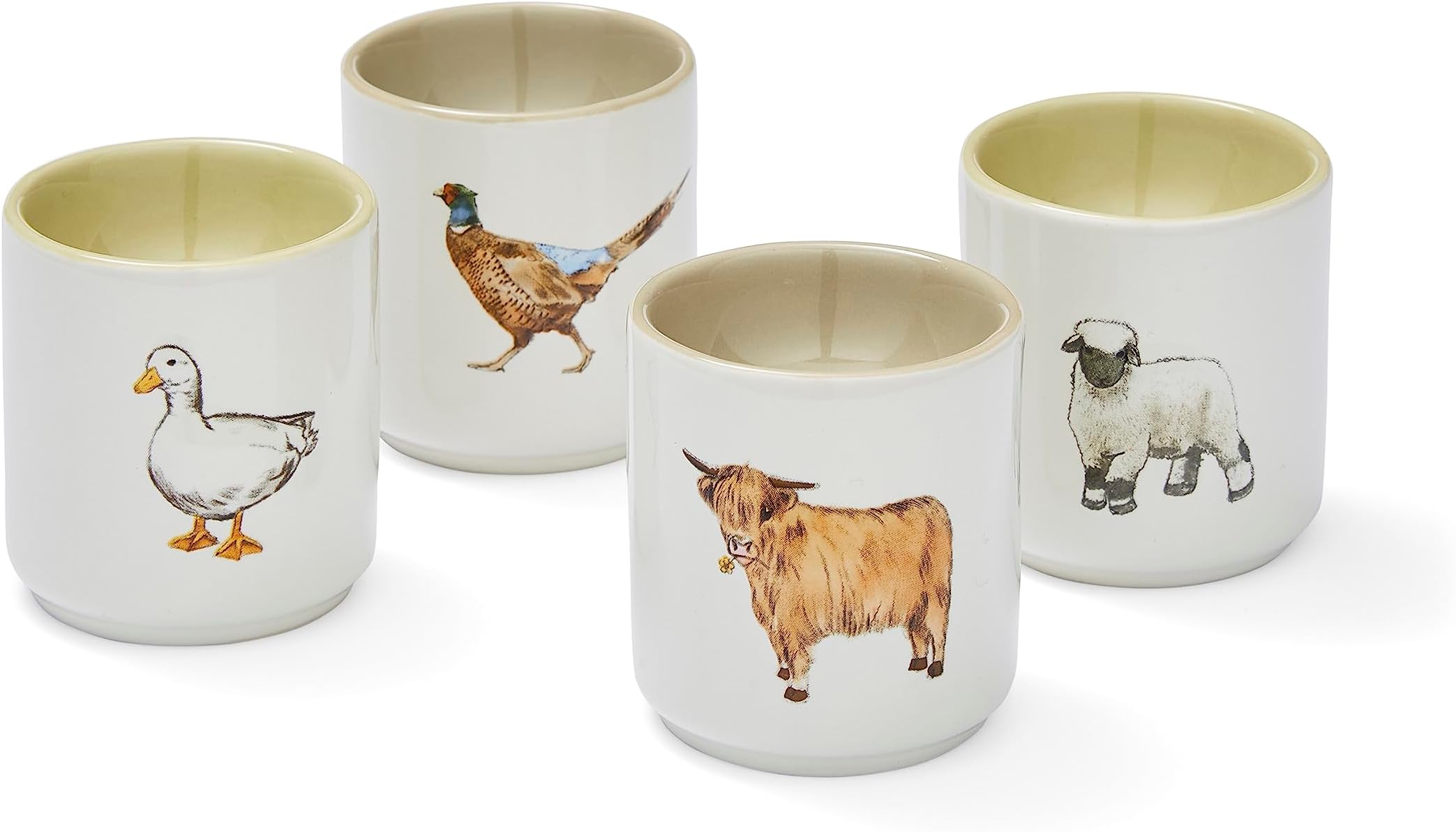 Cooksmart British Designed Pack of 4 Stackable Egg Cups | Ceramic Egg Cup for Breakfast | Egg Poacher Cups for All Types of Kitchen - Buttercup Farm