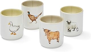 Cooksmart British Designed Pack of 2 Stackable Egg Cups | Ceramic Egg Cup for Breakfast | Egg Poacher Cups for All Types of Kitchen - Buttercup Farm