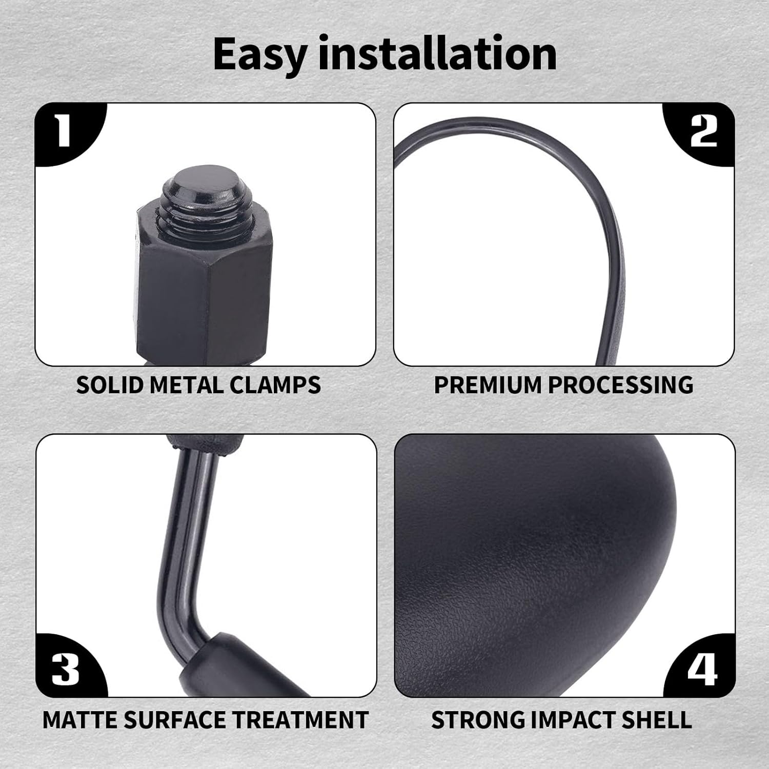 AHL Motorcycle Mirrors View Side Mirrors Universal 8mm 10mm Bolt 7/8 Inch Handle Bar For Handlebar ATV Accessories, Snowmobile Scooter Moped Dirt Bike,Honda Kawasaki Cruiser Suzuki,360 °Adjustment