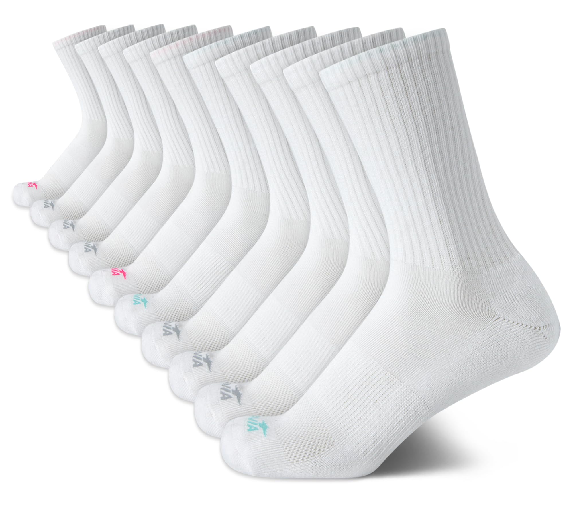 AviaWomen's Socks - 10 Pack Performance Cushioned Mid Calf Athletic Crew Socks, Compression Socks for Women, Shoe Size: 4-10
