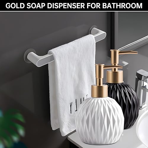 Miniatura 5 de Ceramics - Dispensador de jabón dorado para baño, botella de jabón de alivio para fregadero de cocina, dispensador de jabón líquido recargable de