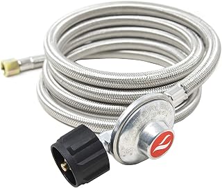 GasOne Propane Regulator 8 Feet Steel Hose with for Most LP Gas Grill,
