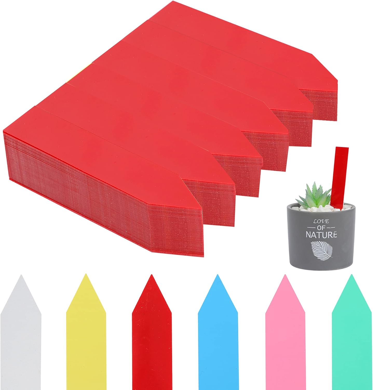600 Pcs 4" Plant Labels Plastic Waterproof Plant Tags Seed Pot Marker Nursery Garden Seed Stake Tags Plant Classification Sorting Sign Flower Mark (Red)