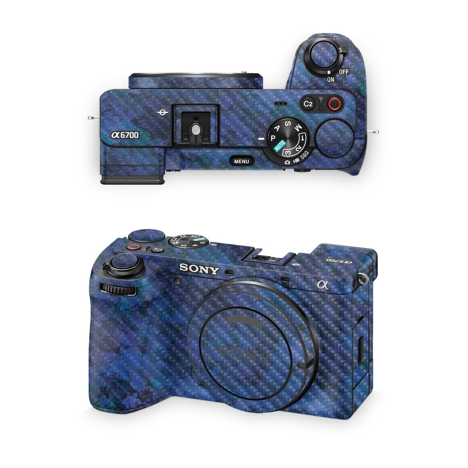 Carbon Fiber Camera Skin Compatible with Sony A6700 Mirrorless Camera (2023) - Blue Ice - Premium 3M Vinyl Protective Wrap Decal Cover - Easy to Apply | Crafted in the USA by MightySkins