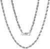 Nuragold 14k Real White Gold 3mm Rope Chain Diamond Cut Necklace 16-30 Italian Jewelry for Men & Women