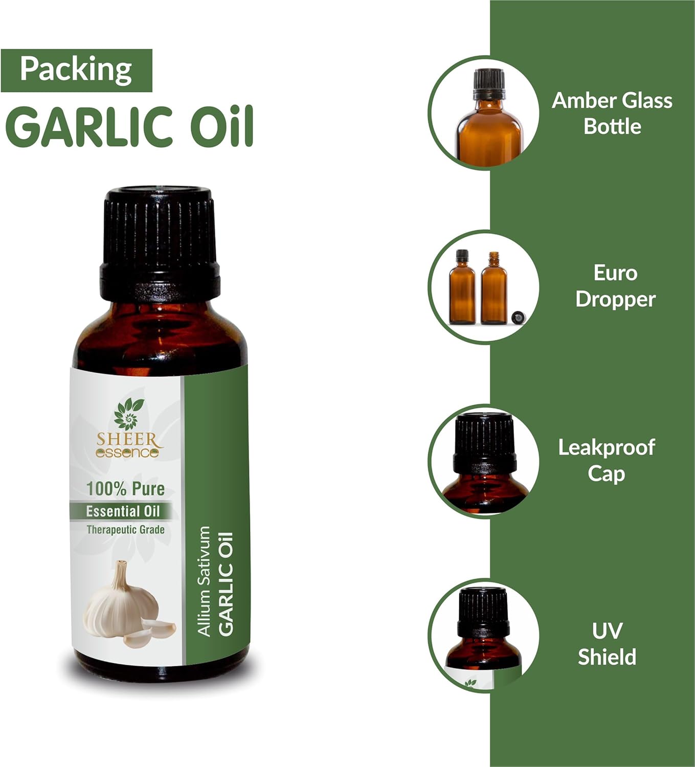 Garlic Oil - (Allium Sativum)- Essential Oil 100% Pure Natural Undiluted Uncut Therapeutic Grade Oil 1.01 Fl.OZ
