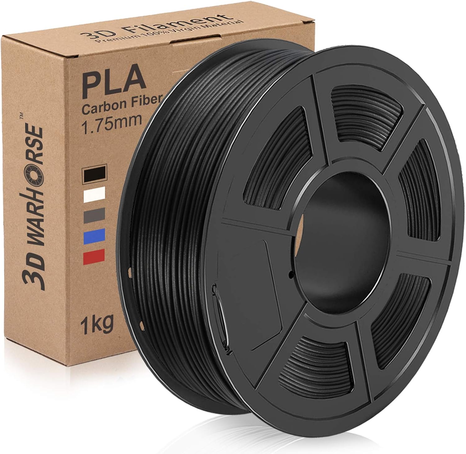 Carbon Fiber PLA Filament, 1.75mm 3D Printer Filament, Upgrade PLA Carbon Fiber 3D Printing Filament 1KG Spool, 0.02mm, Black