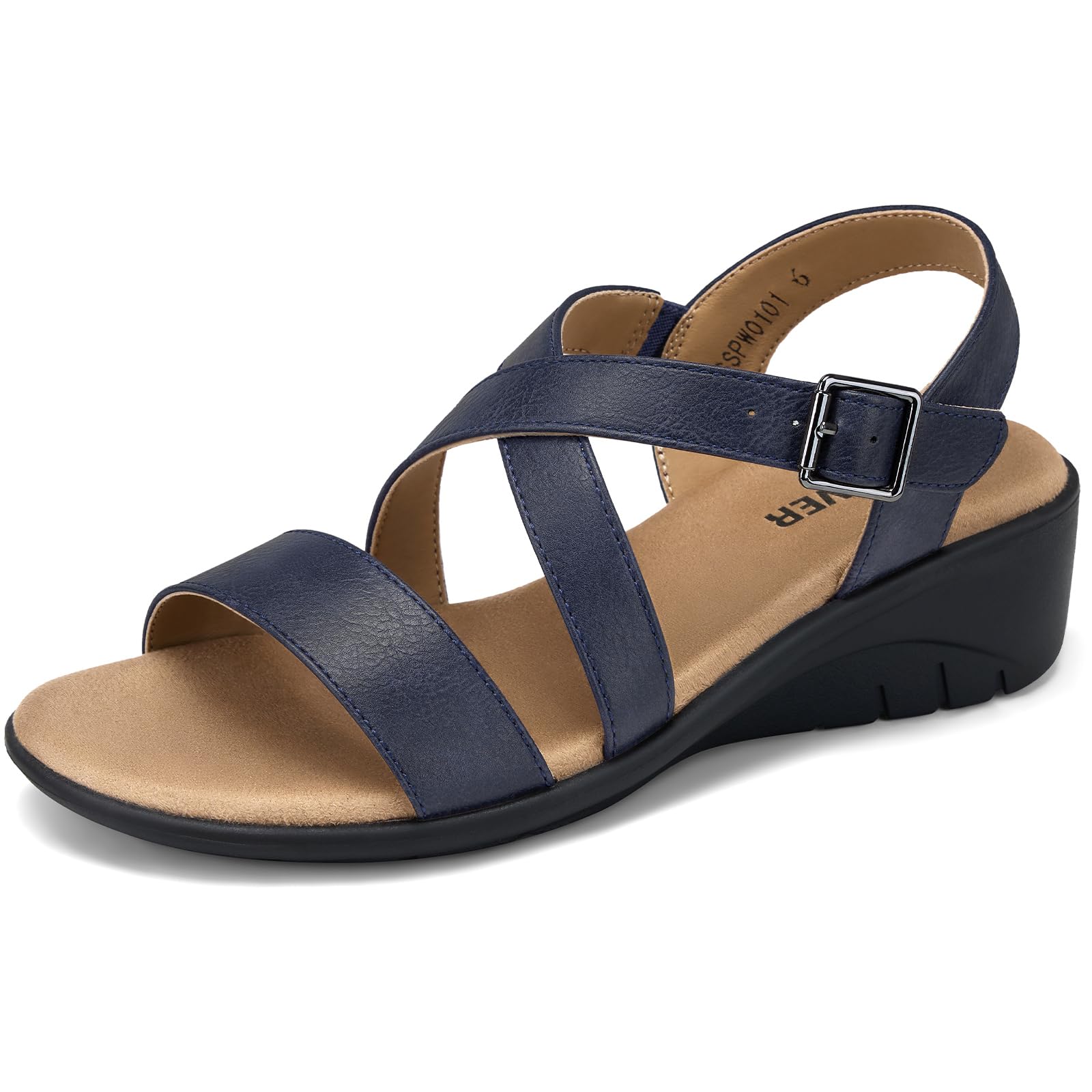 SHIBEVER Wedge Sandals for Women Dressy: Comfortable Low Heel Sandals | Adjustable Casual Dress Shoes with Cushioned Insole and Non-Slip Sole, All-Day Walking