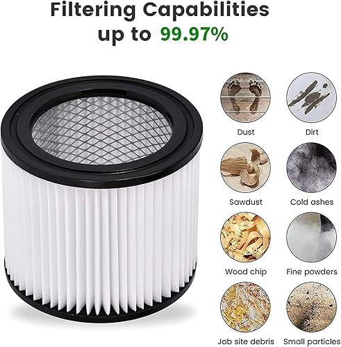 Miniatura 7 de Filtro de repuesto para aspiradora HEPA compatible con Shop-Vac 90398, 903-98, 9039800, 903-98-00 Hangup Filtro de cartucho de repuesto para