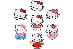 Embroidered Patches for Kids - 7Pcs Cute Cartoon Kitty Iron On Patches