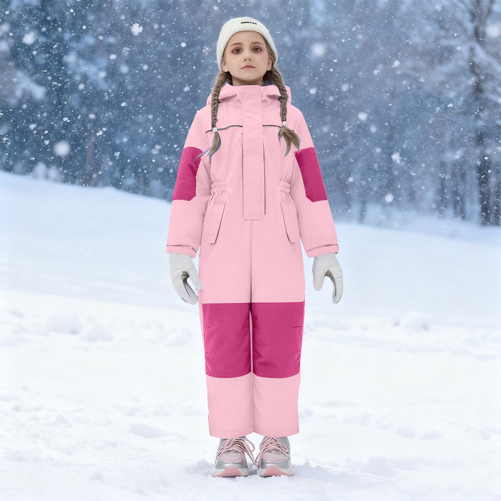 HEONSATI Completo Neve Bambini Tuta Da Sci Intera Bambine E Ragazze Tute Da Neve Apertura Con Cerniera Unisex Completo Sci Di Un Pezzo Impermeabile E Traspirante Tute Antivento Per Bambino Outdoor