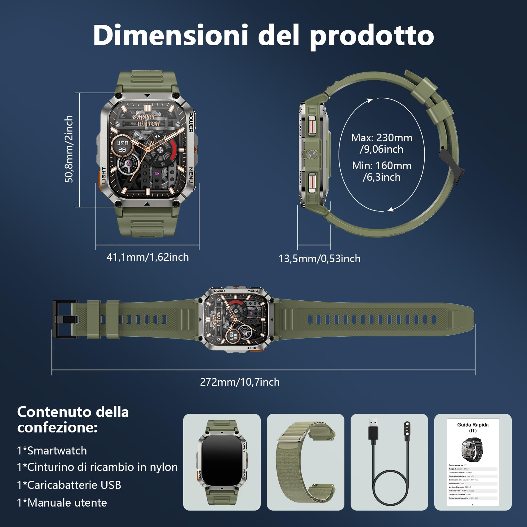 Blackview Smartwatch Uomo, 2.01" Smartwatch Militare Uomo Fitness con Chiamate Bluetooth Orologio Intelligente 115+ Modalità Sportive/900 mAh/Sonno/Cardiofrequenzimetro/Torcia/Bussola per Android IOS