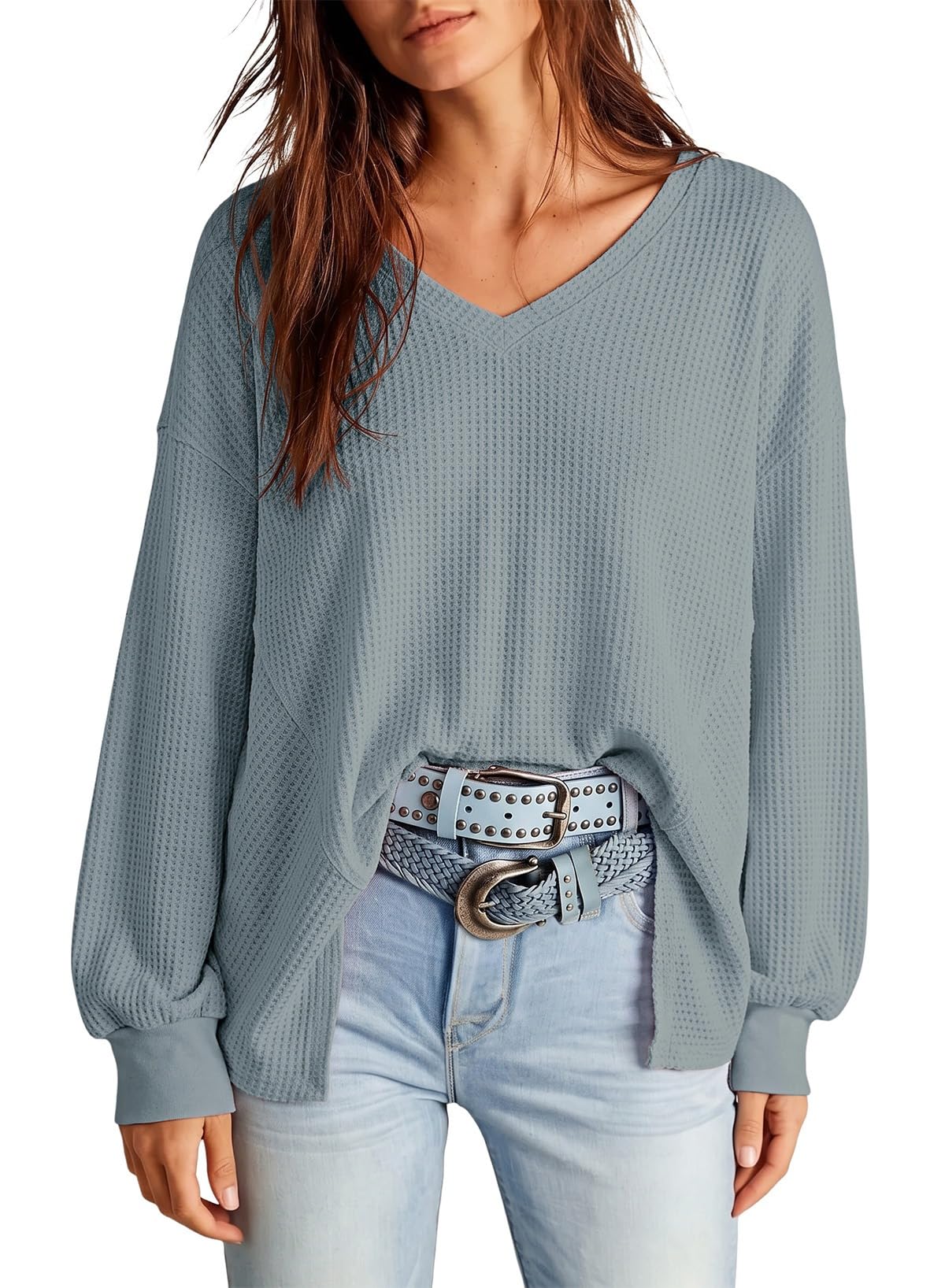 Dokotoo Womens Waffle Knit Tops Trendy Fashion 2026 Oversized T Shirts