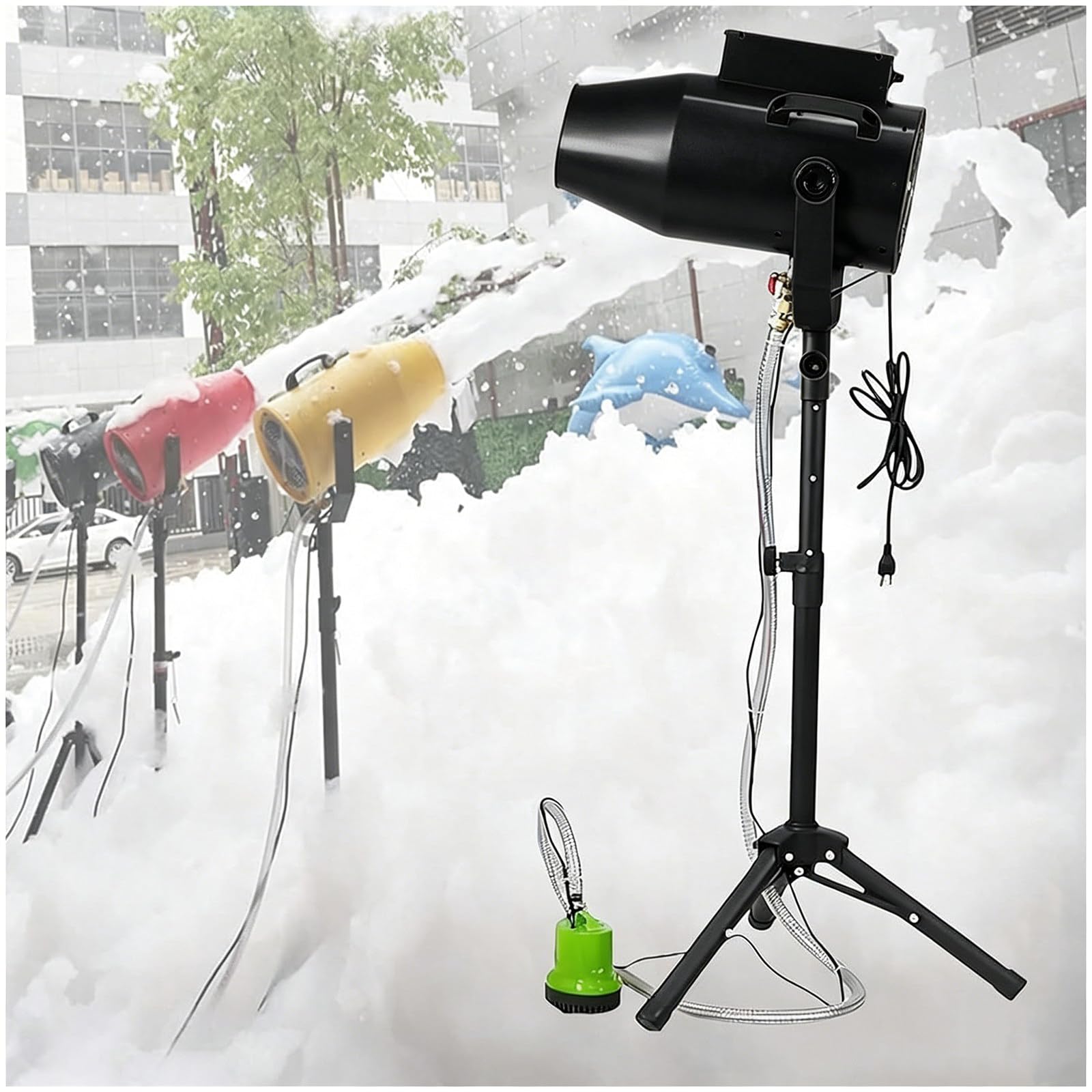 Eastnmythet Foam Machine for Party Stage Pool, Outdoor Foam Maker for Backyard, Birthdays, Celebrations, 6-10m Distance/80㎡ Area Black