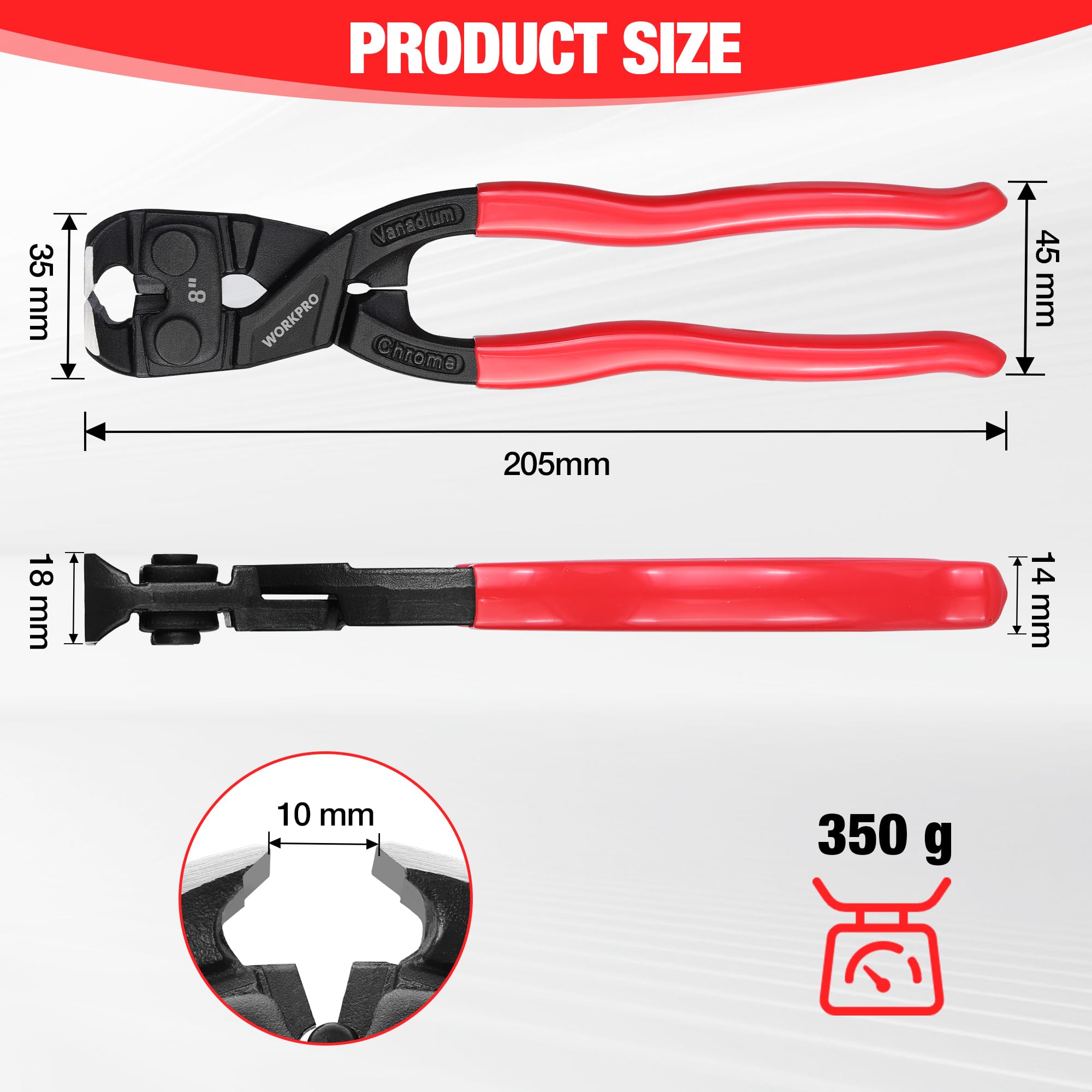 WORKPRO 20 cm High Leverage End Cutting Pliers, Heavy Duty Multi-Purpose Pincers Pliers - Image 3