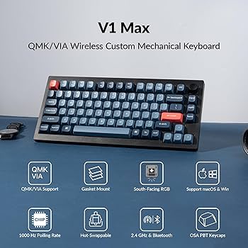 hirochin1982出品　Keychron V1 MAX Amazon.com: Keychron V1 Max 75% RGB 客製化機械式鍵盤,2.4Ghz