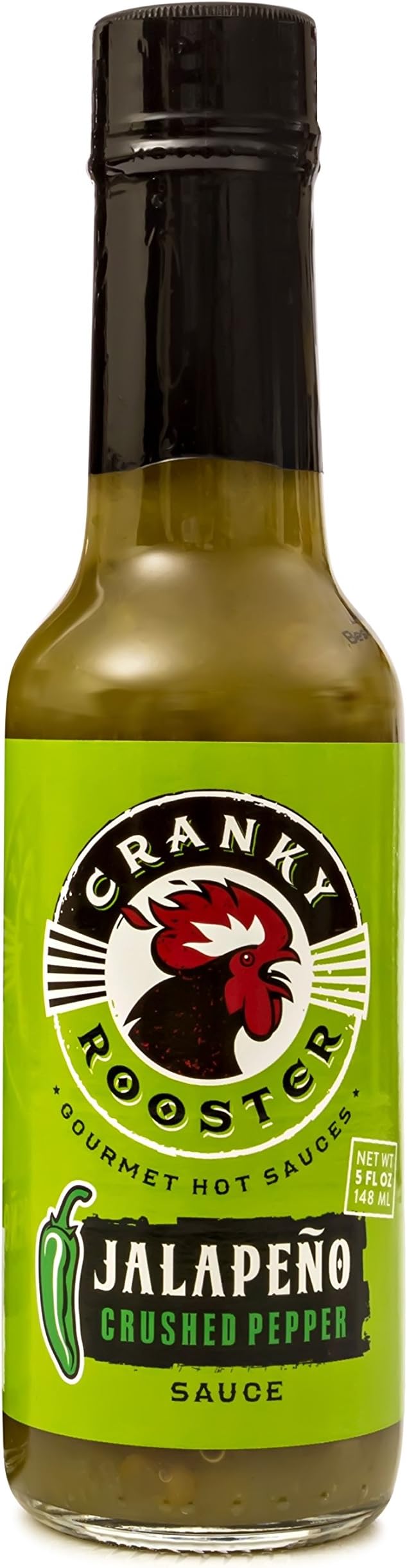 Cranky Rooster Gourmet Hot Sauce | Crushed Jalapeno Medium Hot Chili Pepper Sauce | 5fl.oz (148 ml) | KOSHER Certified | Gluten Free | 0g Trans Fat