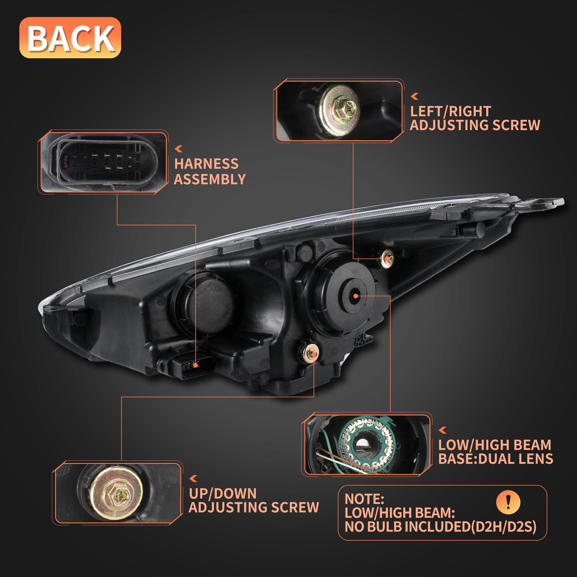 VLAND LED Faros delanteros para Focus MK3 ST RS 2015-2018 Conjunto de luces delanteras con señales de giro secuenciales, par (lente Q5)