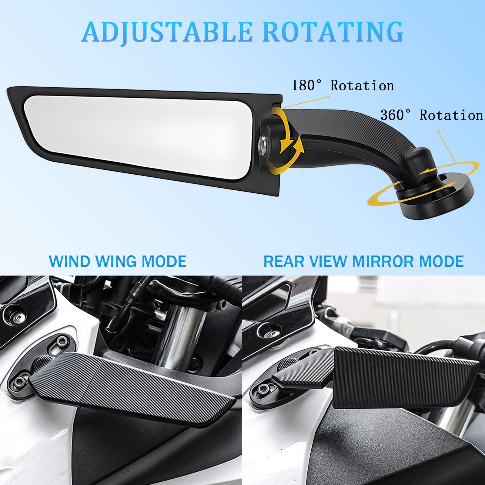 Amazon.com: Motorcycle Rear View Mirrors, Adjustable Rotating Wind