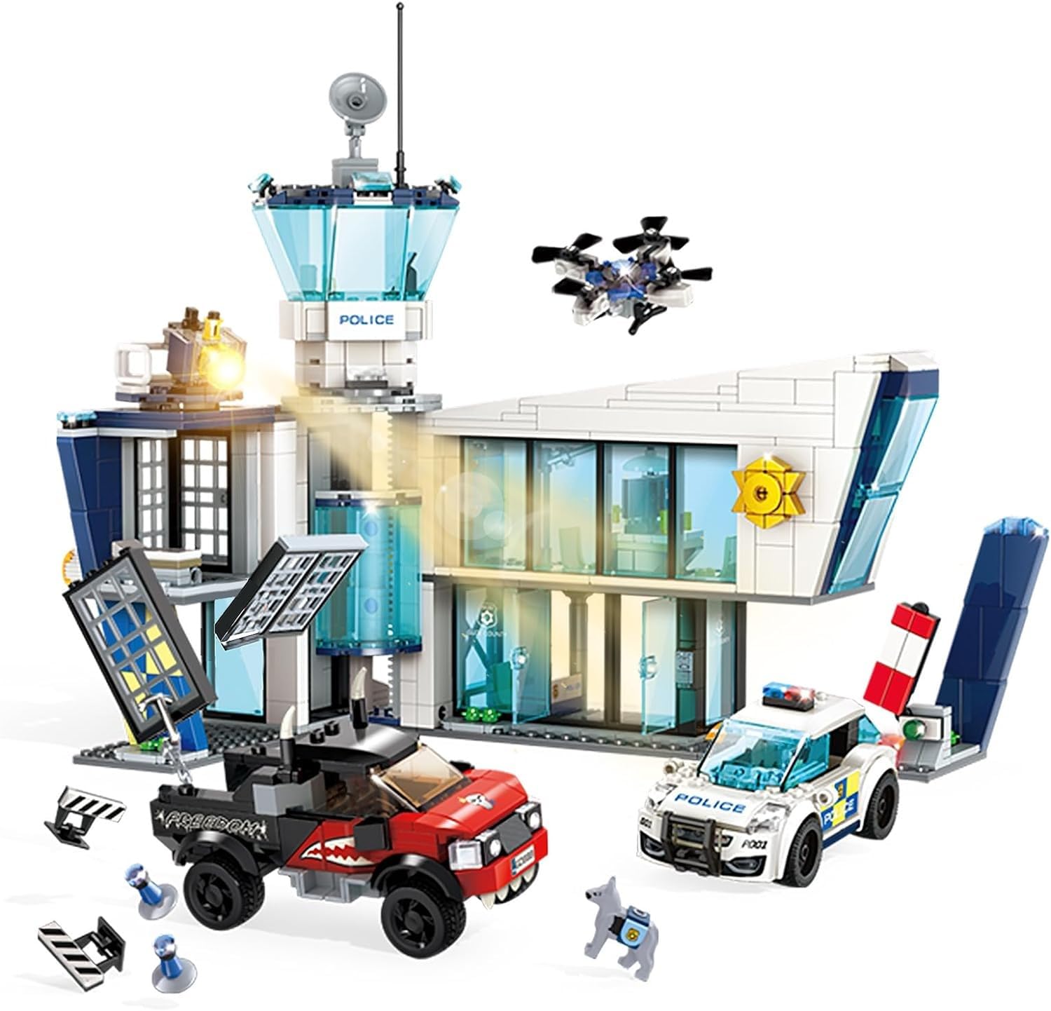 Amazon.co.jp: 市警察署 STEM 構築セット 子供用レゴ軍事構築キットと 