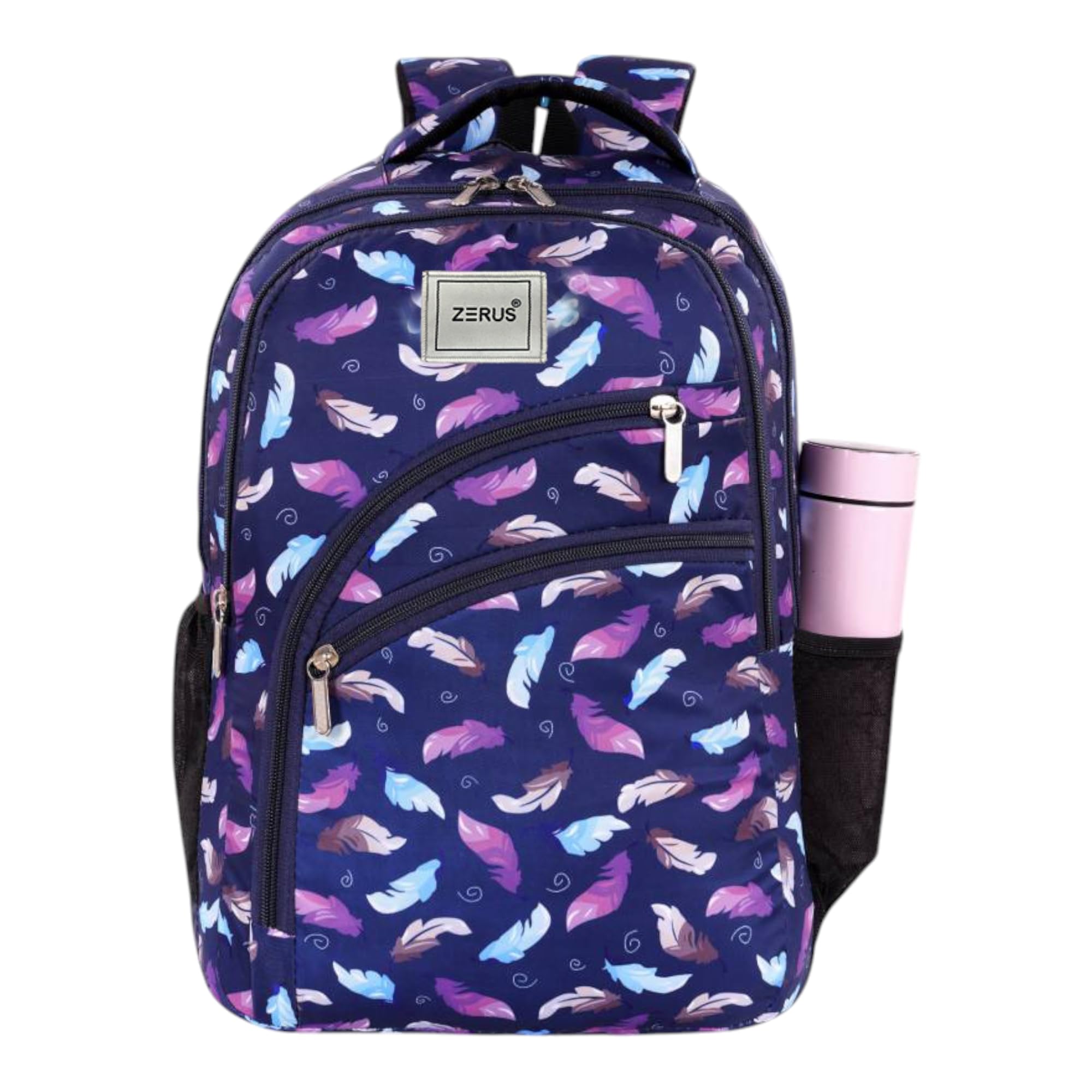zerus Stylish Feather Print Backpack for Girls and Teens, Lightweight, Spacious School Bag for Girls & Women Travel Bagpack-picture-12