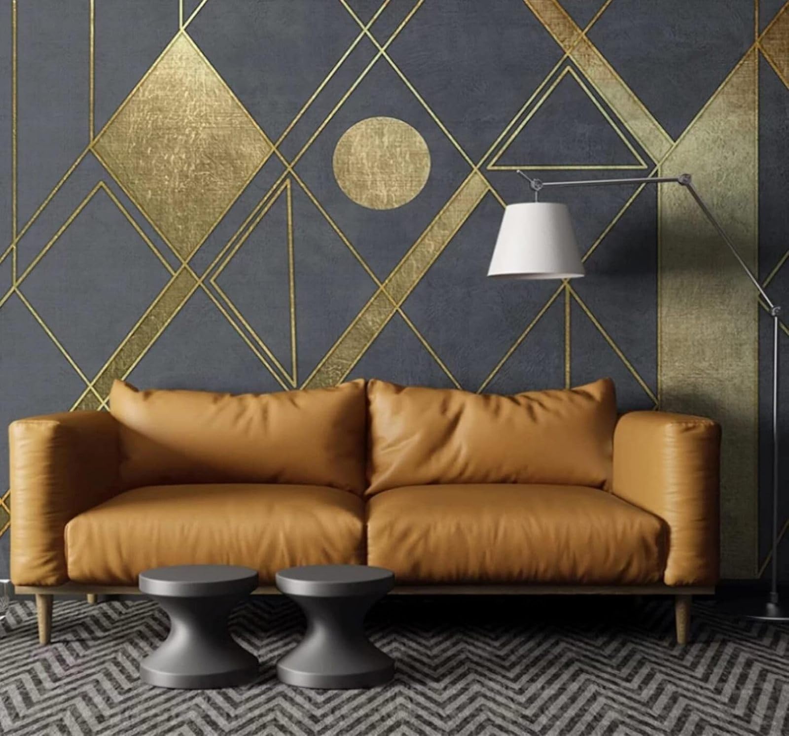 XLMING Abstract Gold Geometric Lines Art 3D Wallpaper Luxury Home Dining Decor Paste Sofa Living Room The Wall for Bedroom Mural-400cm×280cm