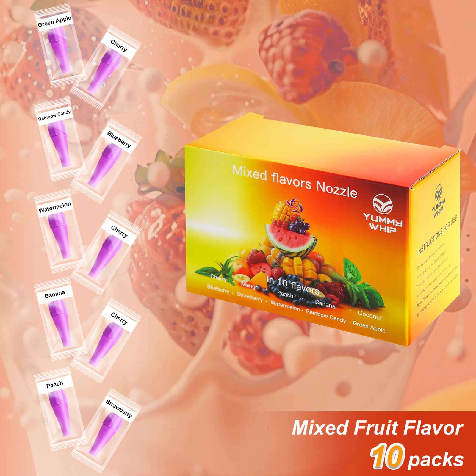 Yummy Whip Mixed Fruit Flavor Silent Nozzle(10pcs)