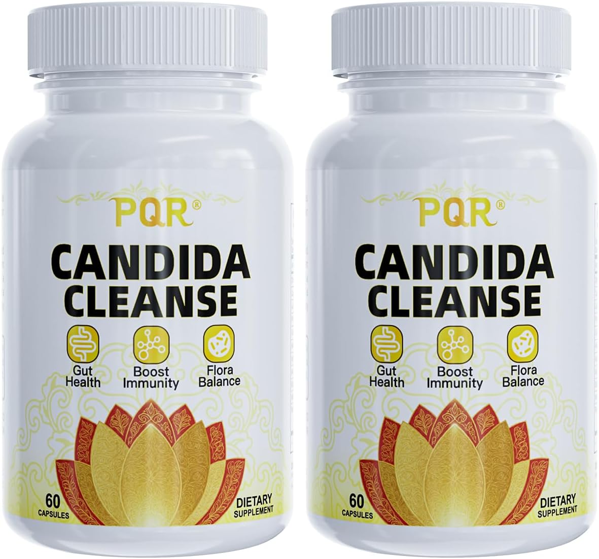 PQR Candida Cleanse - Gut & Colon Support, Natural Herbal Formula, Include Oregano Leaf, Wormwood, Black Walnut, Caprylic Acid-1, 120 Capsules