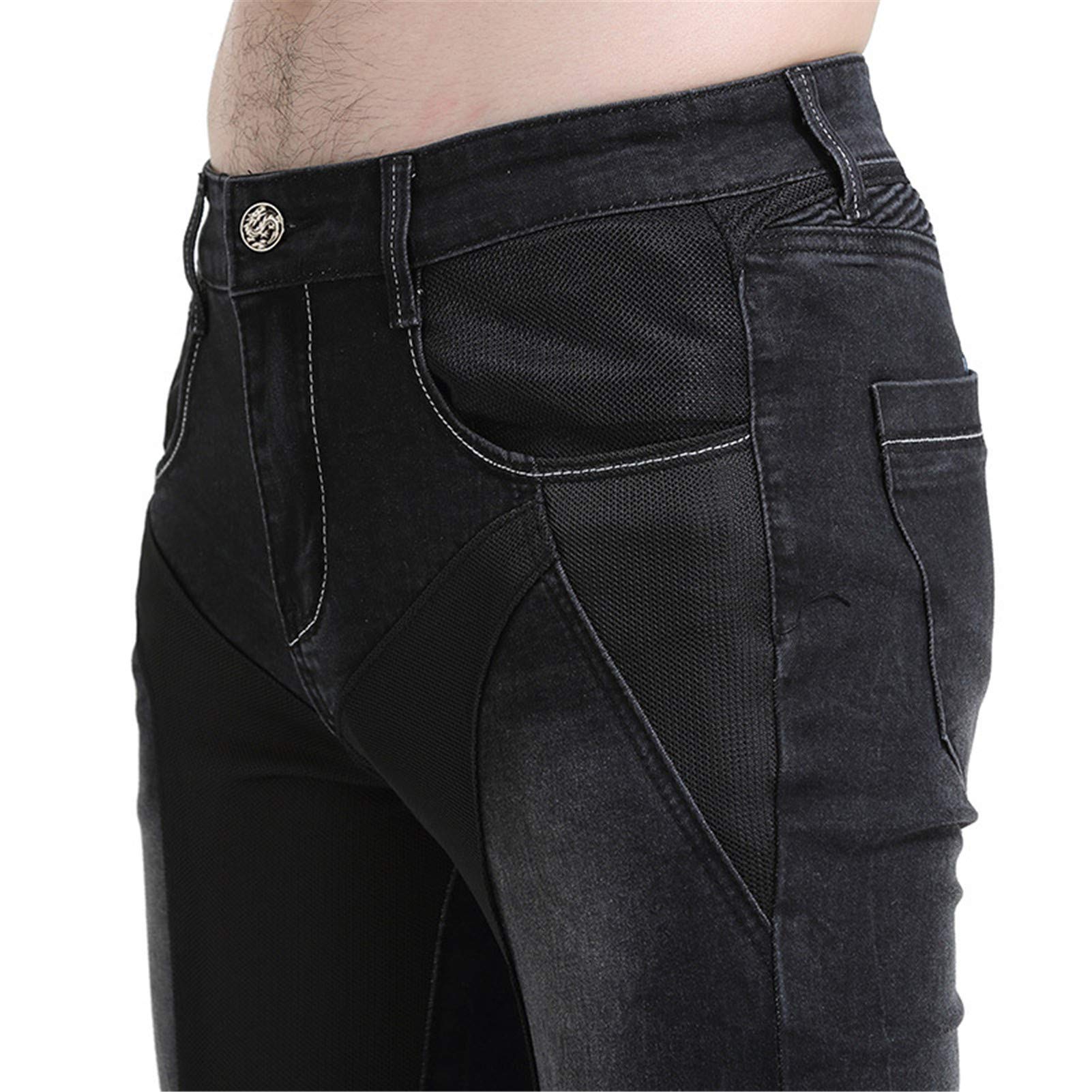 HULG Pantaloni Moto?Jeans da Moto Pantaloni da Moto in Denim da Uomo, Jeans A Gamba Dritta Resistenti alla Caduta con 4 Tipi di Dispositivi di Protezione