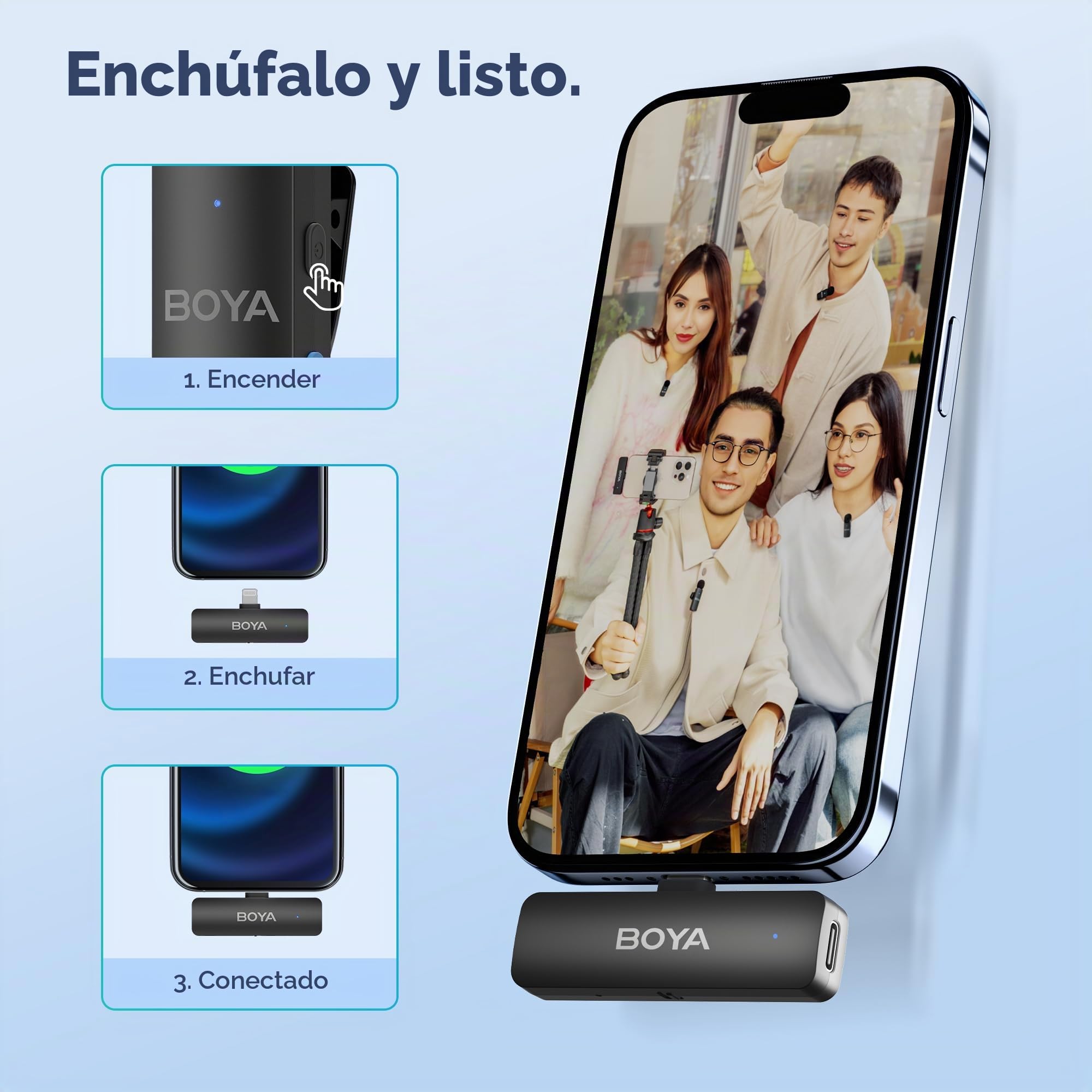 BOYA BY-V4D - Mini micrófono Lavalier inalámbrico para iPhone Smartphone, 4 micrófonos de solapa inalámbricos con clip para grabación de video, podcast, entrevista, transmisión, vlog, YouTube