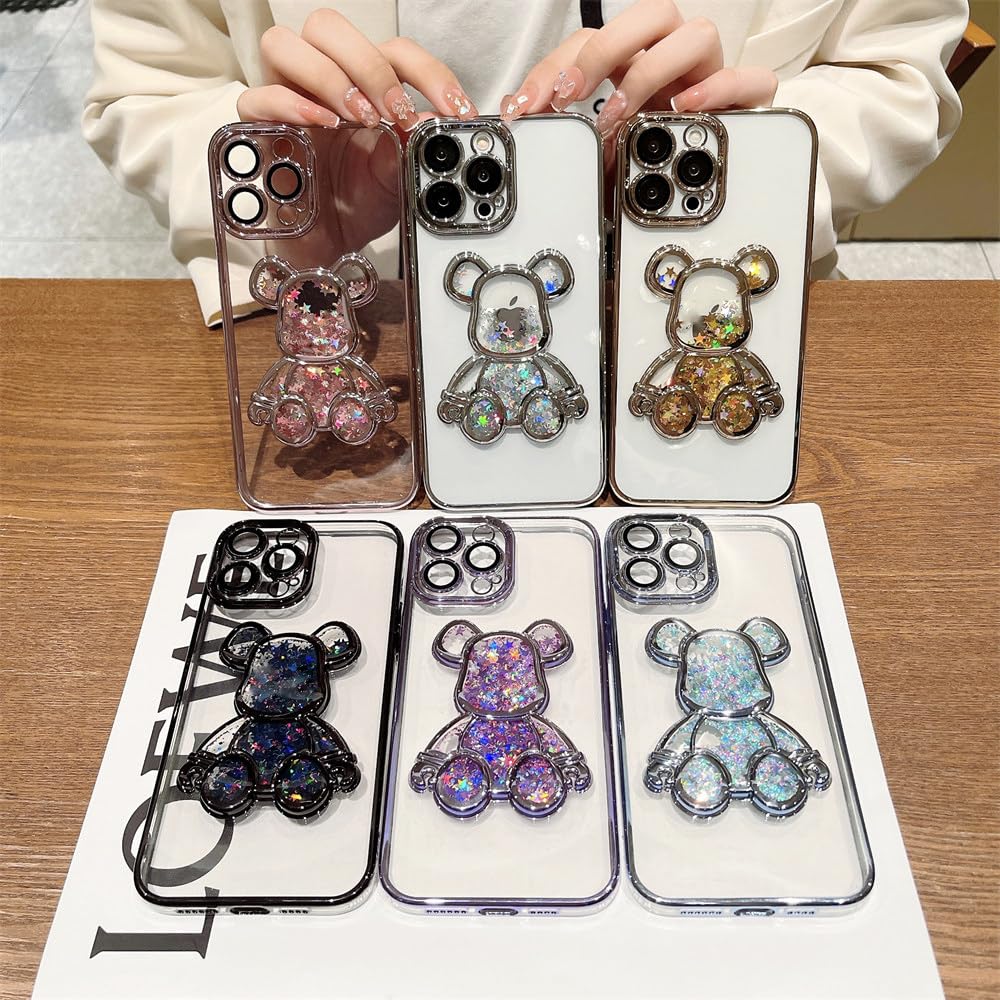 Śliczne etui z brokatem Quicksand na iPhone 15 14 13 12 11 Pro Max 15Pro 7 8 Plus Xr X Xs Max Folia ochronna na obiektyw, różowy brokat, na iPhone X XS