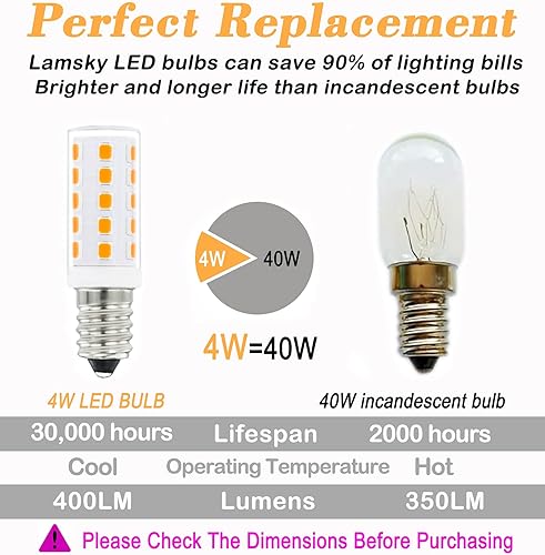 Miniatura 3 de Bombillas LED E14 de base europea regulables, equivalente a 40 W AC120V blanco cálido 2700 K, bombillas LED E14 de 4 W para candelabros, lámpara