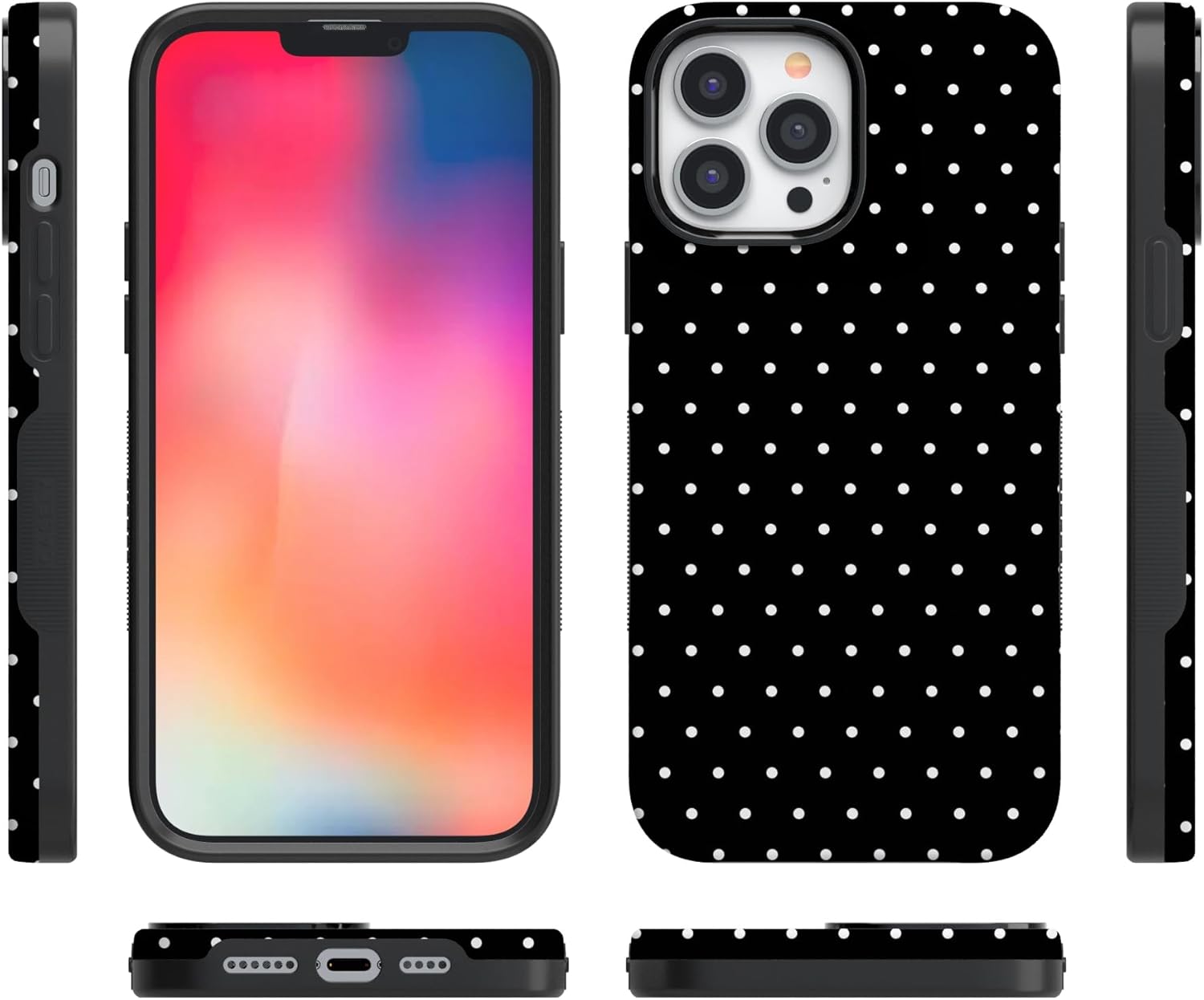 Casely iPhone 13 Pro Max Case | On the Dot | Black Polka Dot | Bold Protective Design | Compatible with MagSafe