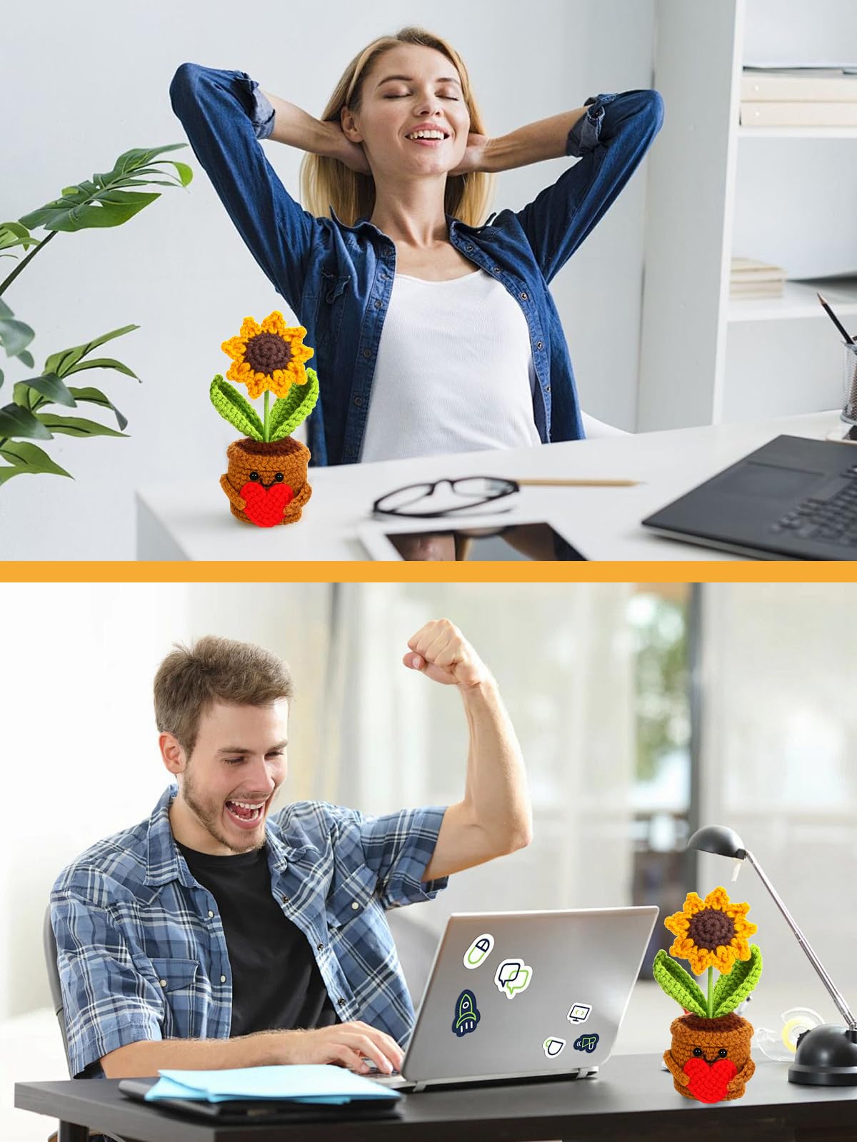 Pocket Hug Girasol Positivo, Bonitos Girasoles de Ganchillo, Positivo Girasoles Amuleto de la Suerte Regalos, Girasol de Apoyo Mocional, Regalo Mutuo para Amigo, Familia, Colegas