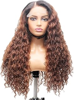 Balayage Ombre Curly Lace Front Wig- 24"- Human hair lace closure wig- Custom hand sewn raw virgin human hair wig- 24" Long bone straight silky lace wig