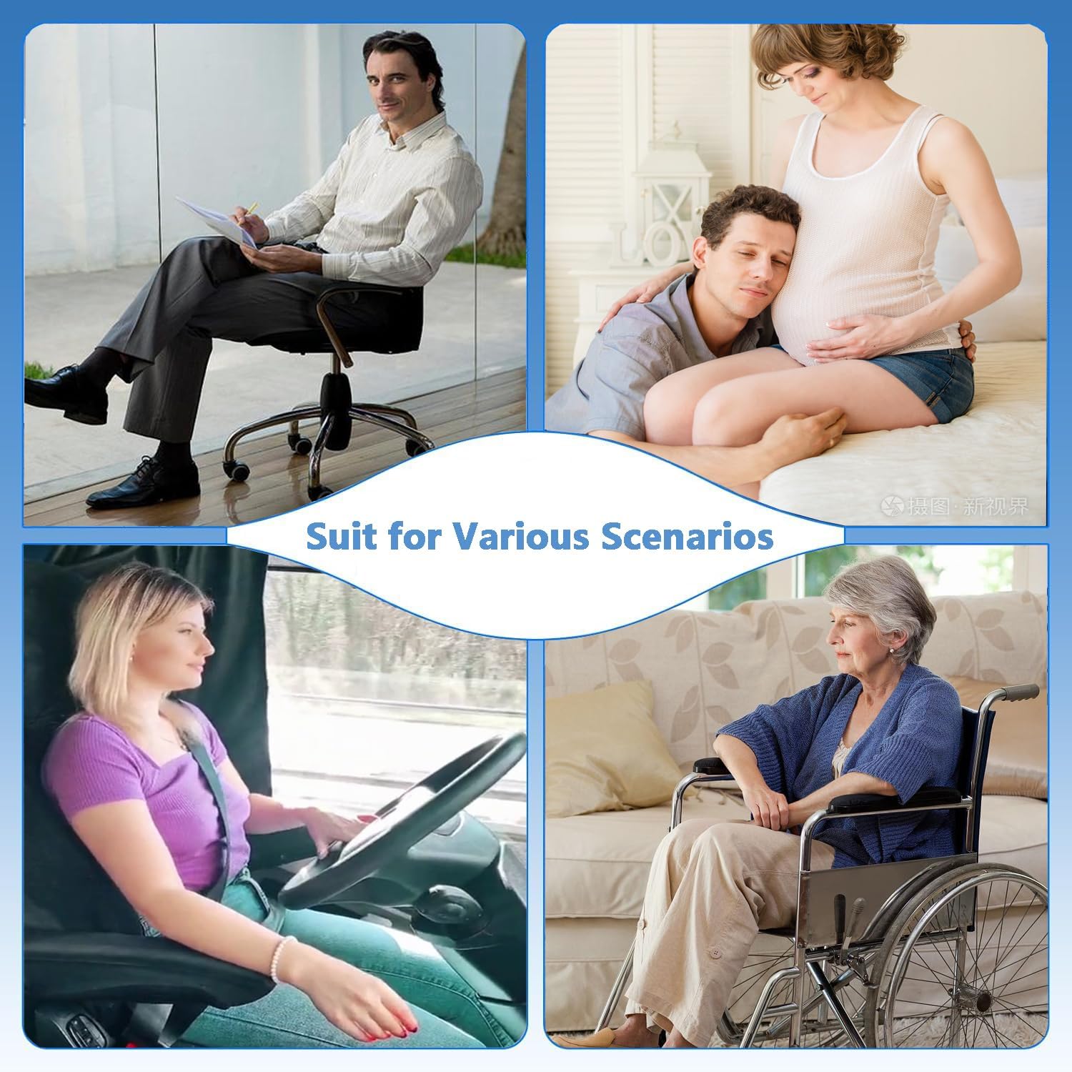 Seat Cushion for Hip Coccyx Pressure Relief, 6in Thick Extra Large Ergonomic Memory Foam Cushions for Sciatica Pain Relief, Sitting Seat Pad on Chair, Drive Seat, Wheelchair, Airplane,All Day Comfort