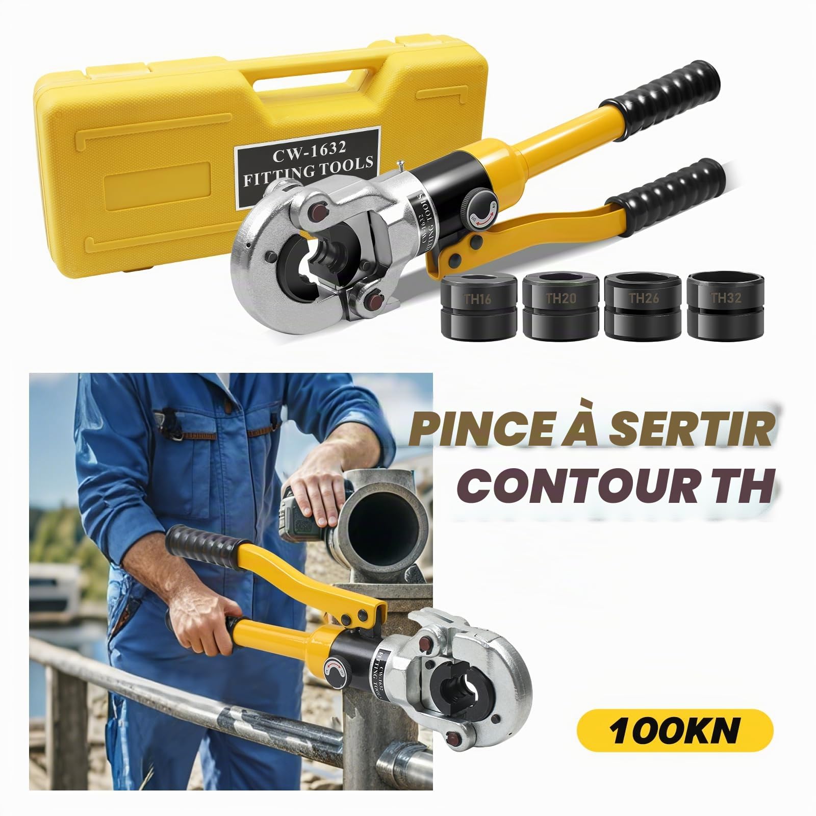 Pince à Sertir pour Tuyaux Hydraulique avec Contour TH - Riveteuse TH16, TH20, TH26, TH32