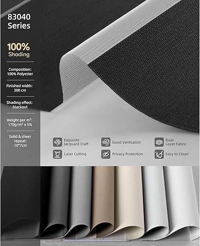 Miniatura 4 de ACMEART Persianas enrollables sin cordón, persiana enrollable de cebra con cenefa, persianas y persianas de cebra, más seguras para niños y