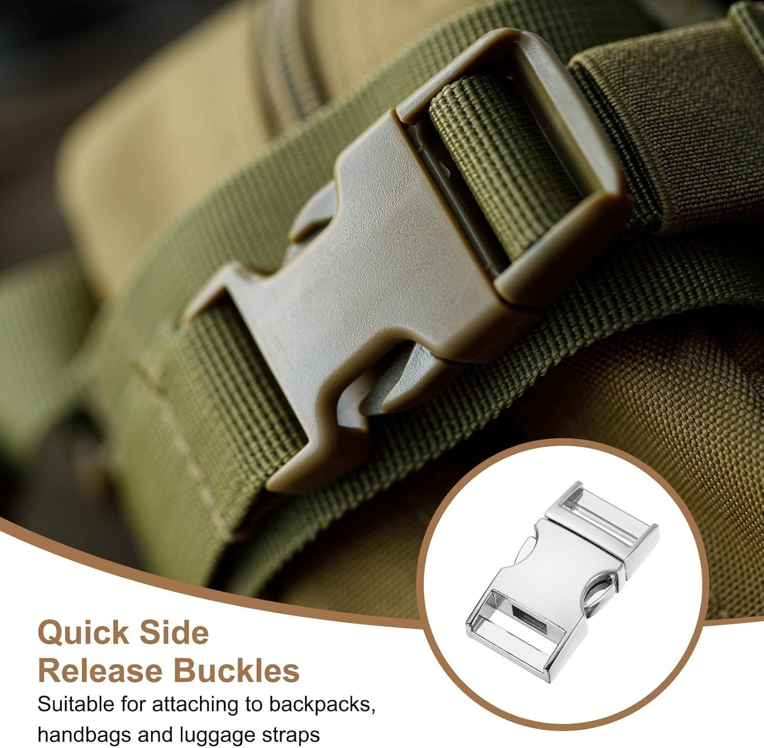 HARFINGTON Metal Quick Side Release Buckles Zinc Adjustable Quick Release Buckle Replacement Snaps Clips Clasps - Image 5