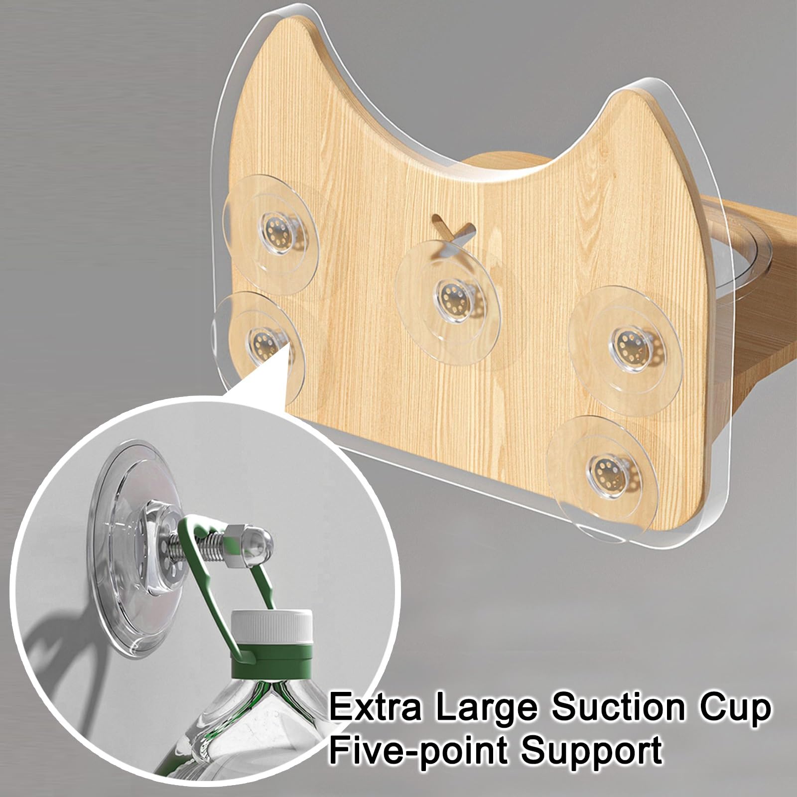 Kletterwand Katzen, 4-in-1-katzenkletterwand, Katzen Kletterwand Set Hölzernes Katzenwandmöbel mit Großem Saugnapf für Kätzchen, Mittelgroße und Große Katzen