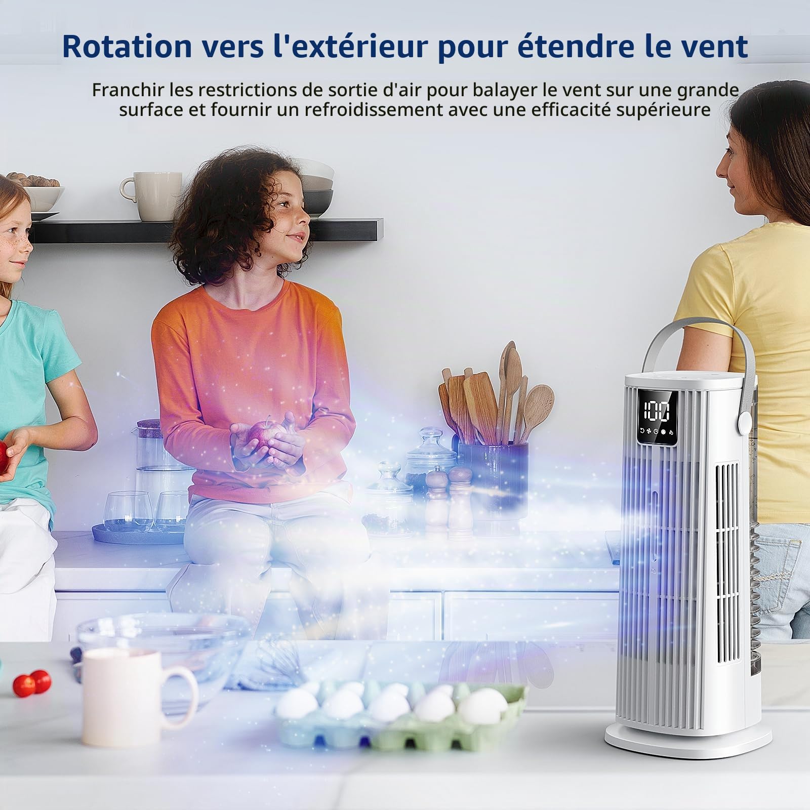 Climatiseur Mobile 1350ml avec Télécommande, Refroidisseur d'air 3 en 1, Climatiseur Portable avec 4 Vitesses, Minuteur 2-8H, Mini Clim pour Chambre à Coucher/Bureau