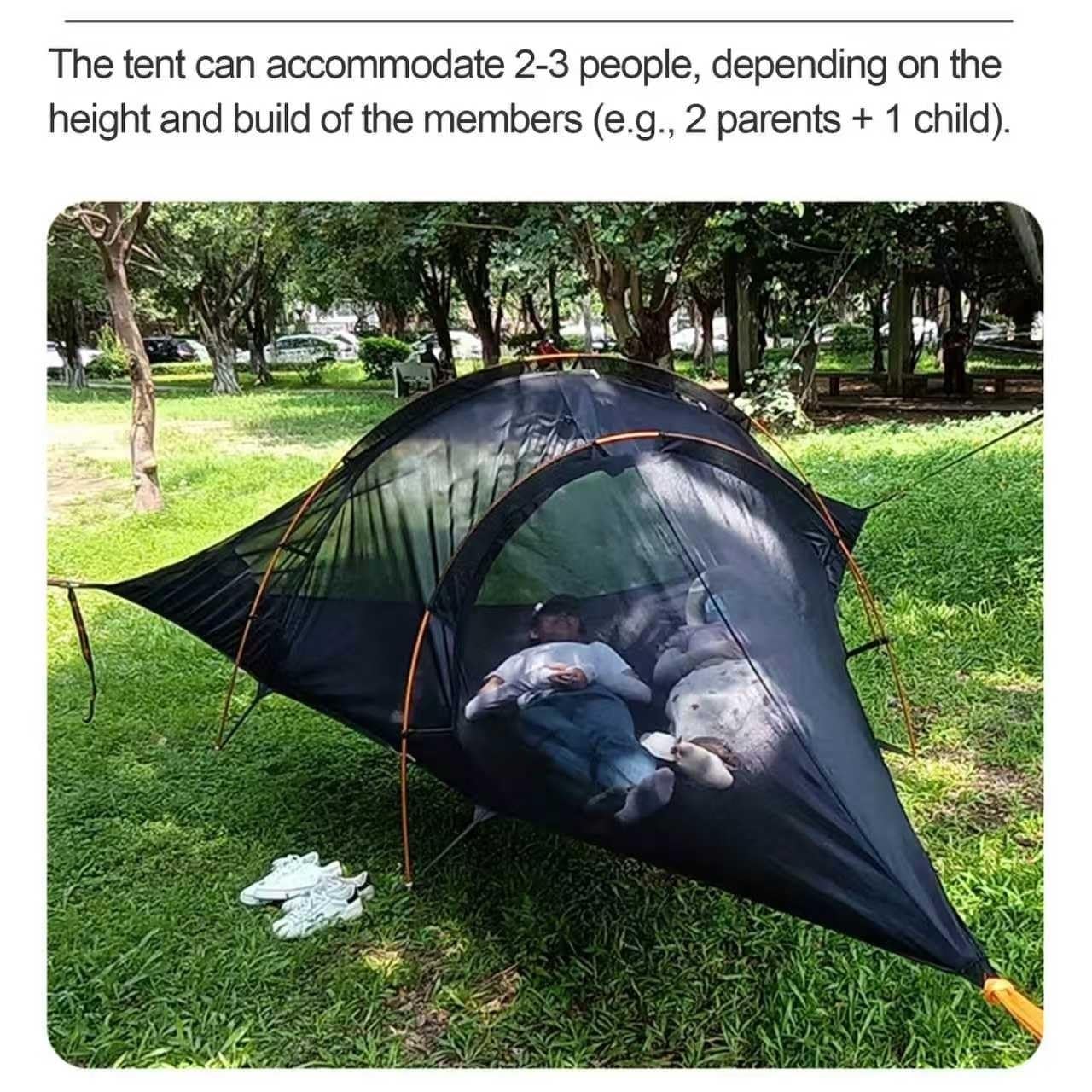 Amaca da campeggio con zanzariera, grande amaca portatile per 1-3 persone, ideale per escursioni, viaggi all'aperto, facile installazione per comfort e protezione