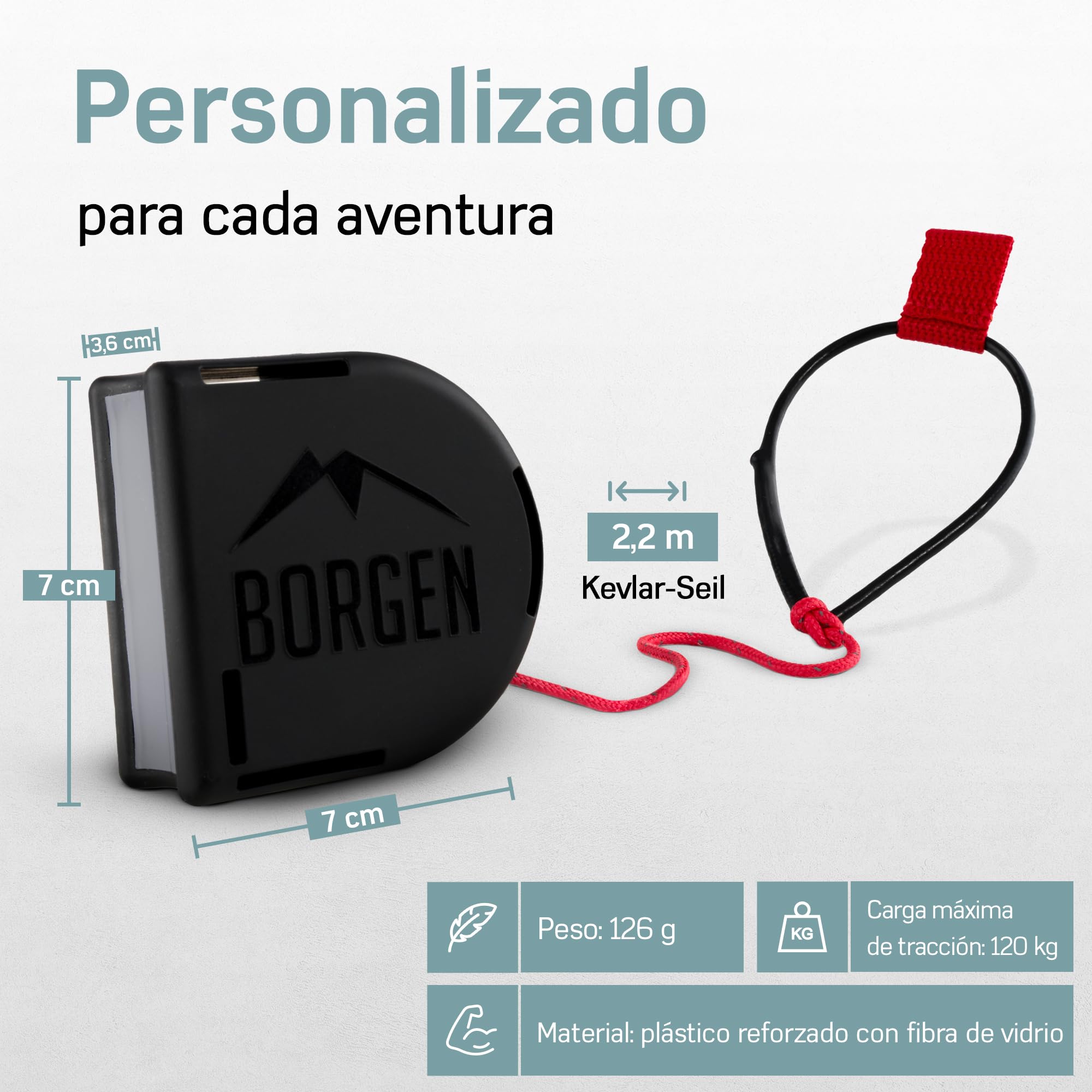 Borgen Cuerda de Remolque para Bicicletas para Niños y Adultos, Acoplamiento y Desacoplamiento Seguros y Fáciles, Adecuado para Woom, Carga hasta 120 kg, Universalmente Adecuado.