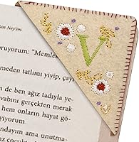 Vista 50 de Marcapáginas de esquina bordado, marcapáginas personalizadas con 26 letras de diseño de triángulo de fieltro, bordado y hecho a mano para tu placer