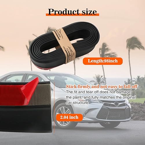 Vista 2 de Miytsya Pack-1 2.5M/8.2FT Car Carbon Lip, Lip Spoiler Impermeable Protección Lateral Falda Universal Auto Parts All Black