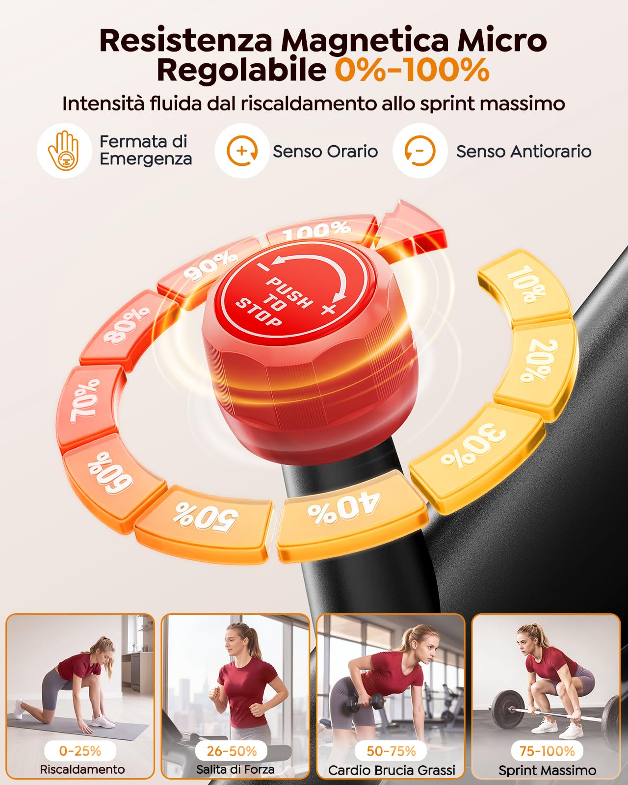 Cyclette da Casa con App Burever, Touch Screen, Silenzioso, Portata 170 KG